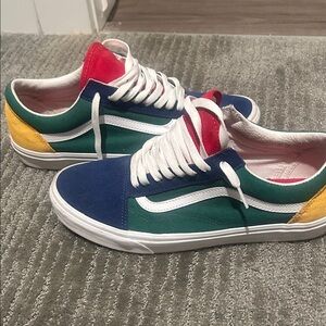 Vans Multicolor Low-Top Sneakers in Blue/Green/Yellow/Red